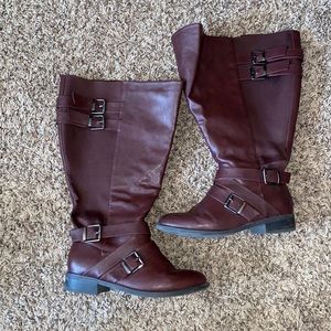 Torrid 9 wide calf knee high boots - wine color